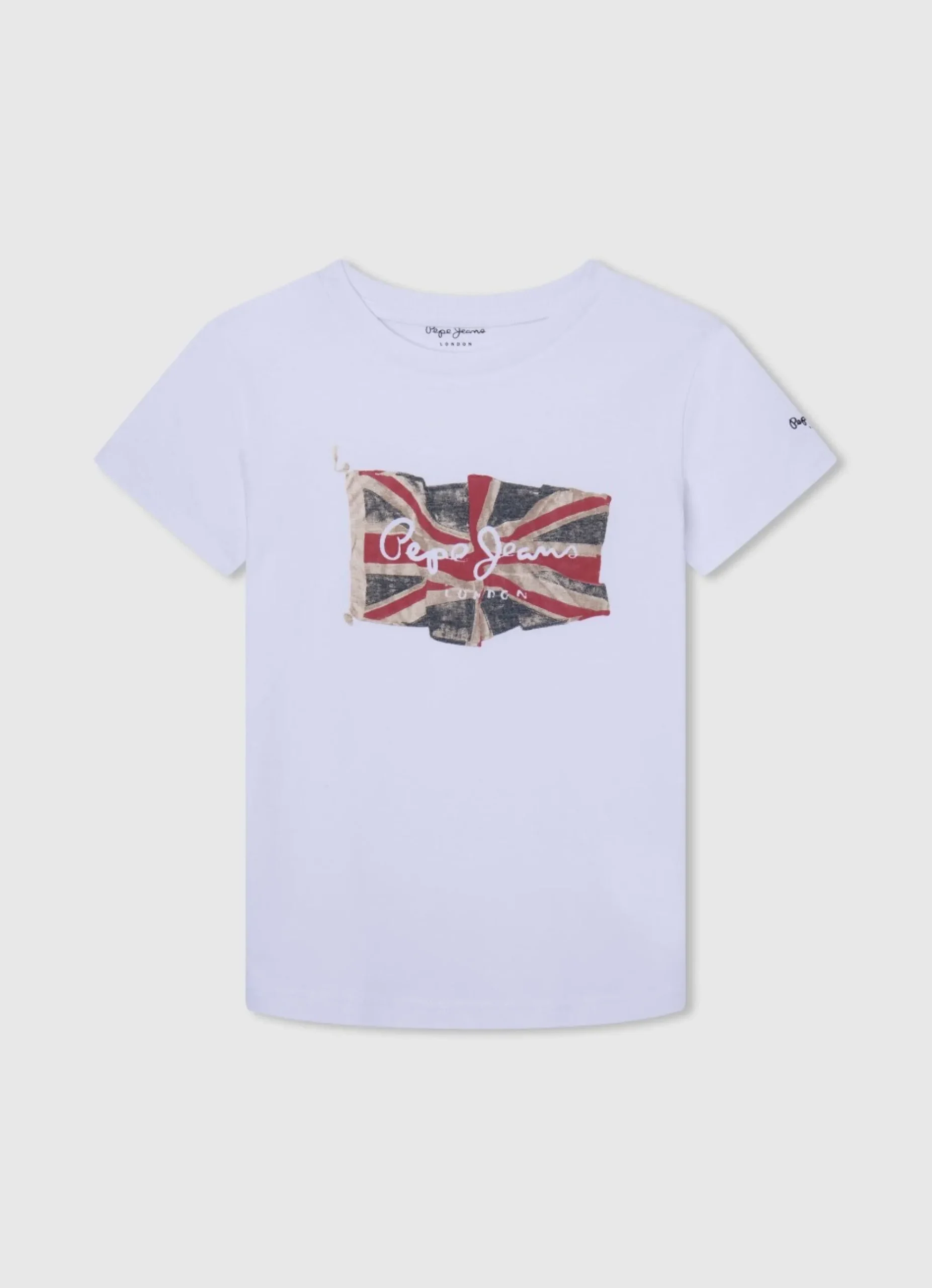 Rapaz Pepe Jeans T-Shirts>T-Shirt Algodao Logo Bandeira