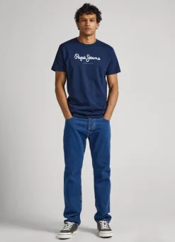 Homem Pepe Jeans T-Shirts>T-Shirt Algodao Logo Estampado