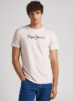 Homem Pepe Jeans T-Shirts>T-Shirt Algodao Logo Estampado