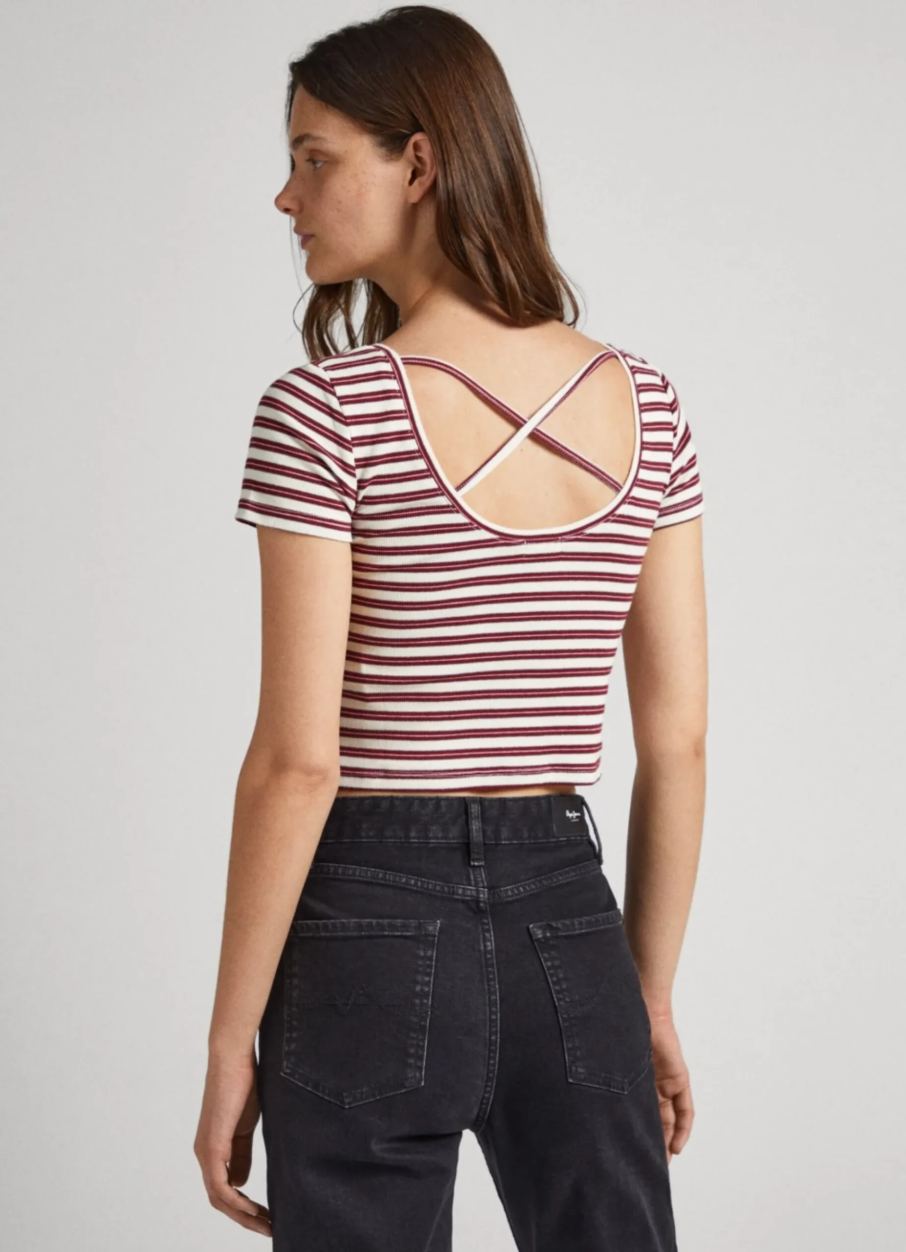 Mulher Pepe Jeans T-Shirts>T-Shirt Canelada Padrao As Riscas