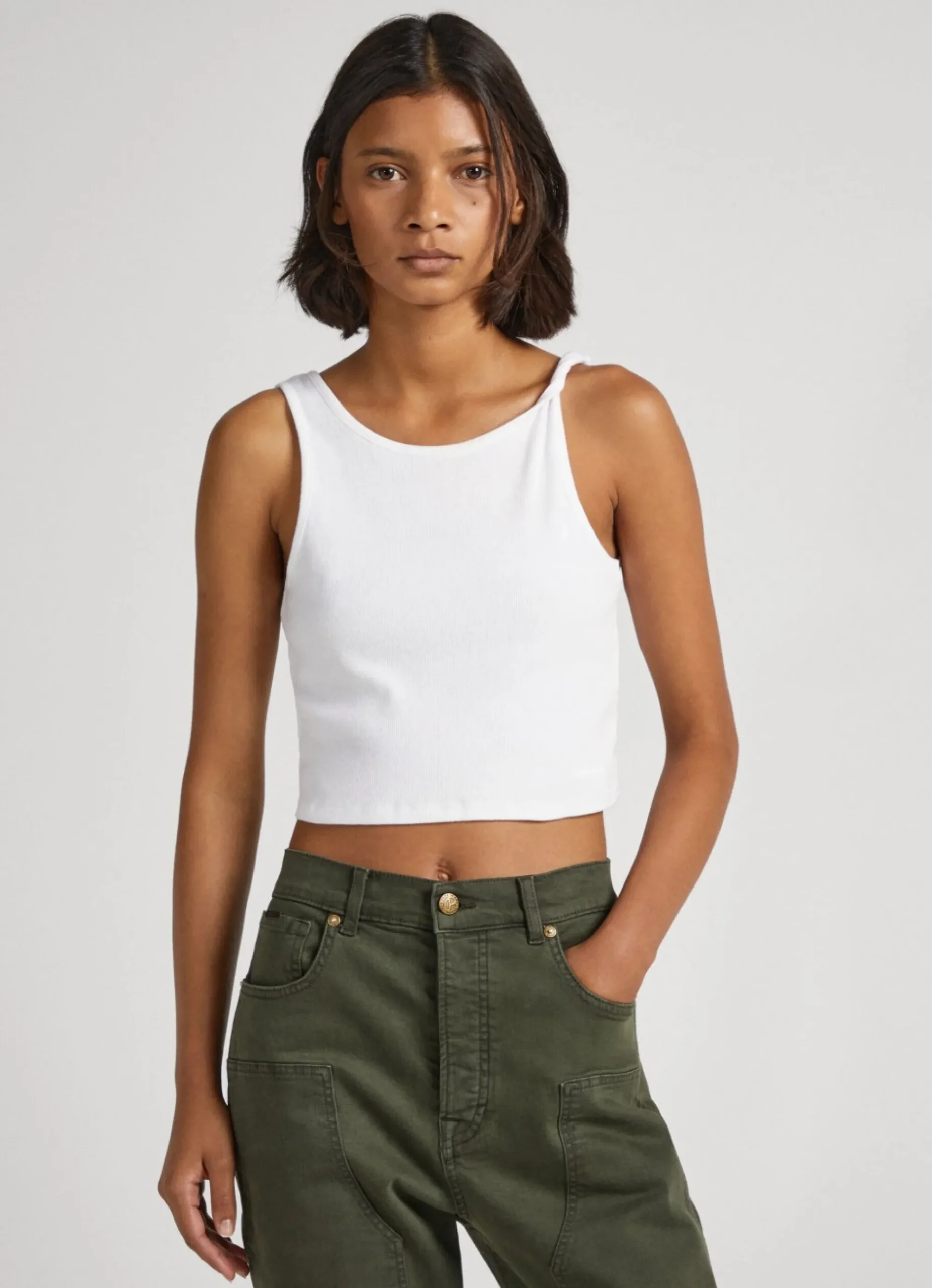Mulher Pepe Jeans T-Shirts>T-Shirt Canelada Sem Mangas