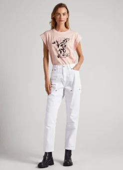 Mulher Pepe Jeans T-Shirts>T-Shirt Com Detalhe De Strass