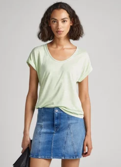 Mulher Pepe Jeans T-Shirts>T-Shirt Com Detalhes De Renda