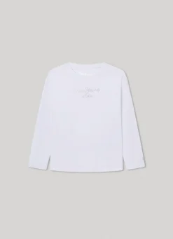 Rapariga Pepe Jeans Camisas E T-Shirts>T-Shirt Com Logo Em Strass Nuria L/S