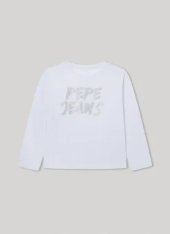 Rapariga Pepe Jeans Camisas E T-Shirts>T-Shirt Com Logo Strass