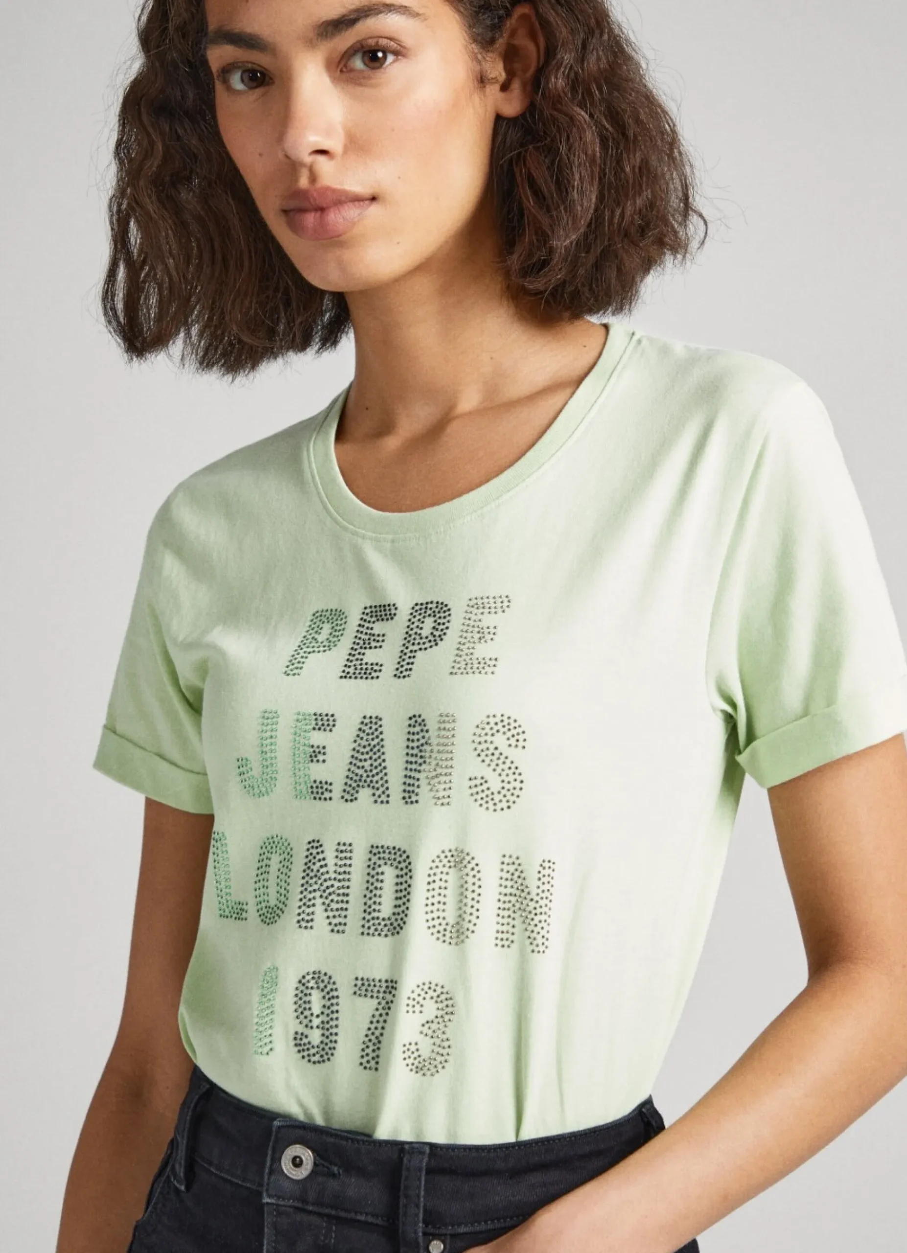 Mulher Pepe Jeans T-Shirts>T-Shirt Com Logo Strass