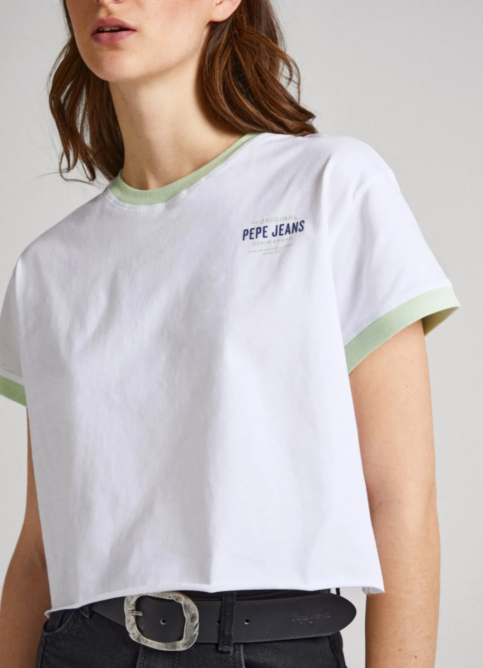 Mulher Pepe Jeans T-Shirts>T-Shirt Cropped Fit Logo Estampado