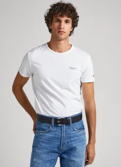Homem Pepe Jeans T-Shirts>T-Shirt De Algodao Logo Estampado