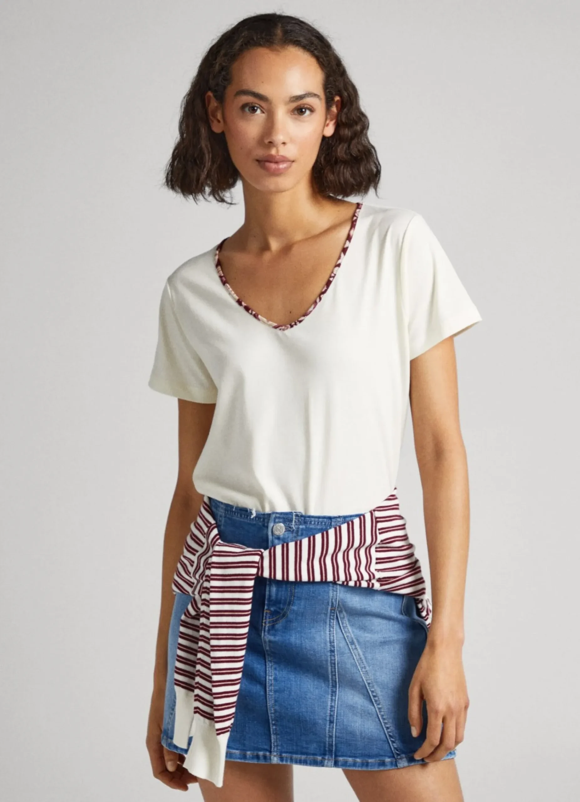Mulher Pepe Jeans T-Shirts>T-Shirt Decote Em V Fluida