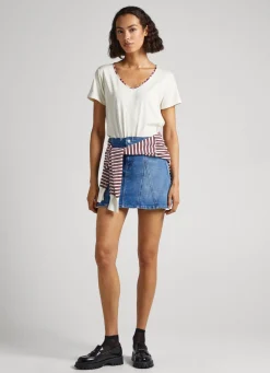 Mulher Pepe Jeans T-Shirts>T-Shirt Decote Em V Fluida