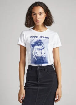 Mulher Pepe Jeans T-Shirts>T-Shirt Estampado Fotografico