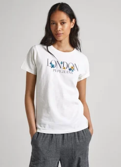 Mulher Pepe Jeans T-Shirts>T-Shirt Logo Estampado