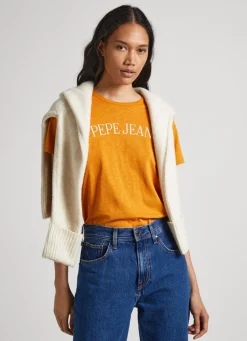 Mulher Pepe Jeans T-Shirts>T-Shirt Logo Estampado