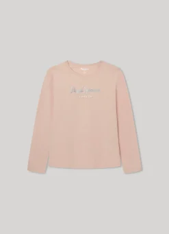 Rapariga Pepe Jeans Camisas E T-Shirts>T-Shirt Logo Glitter Hana Glitter L/S