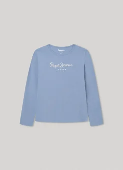 Rapariga Pepe Jeans Camisas E T-Shirts>T-Shirt Logo Glitter Hana Glitter L/S