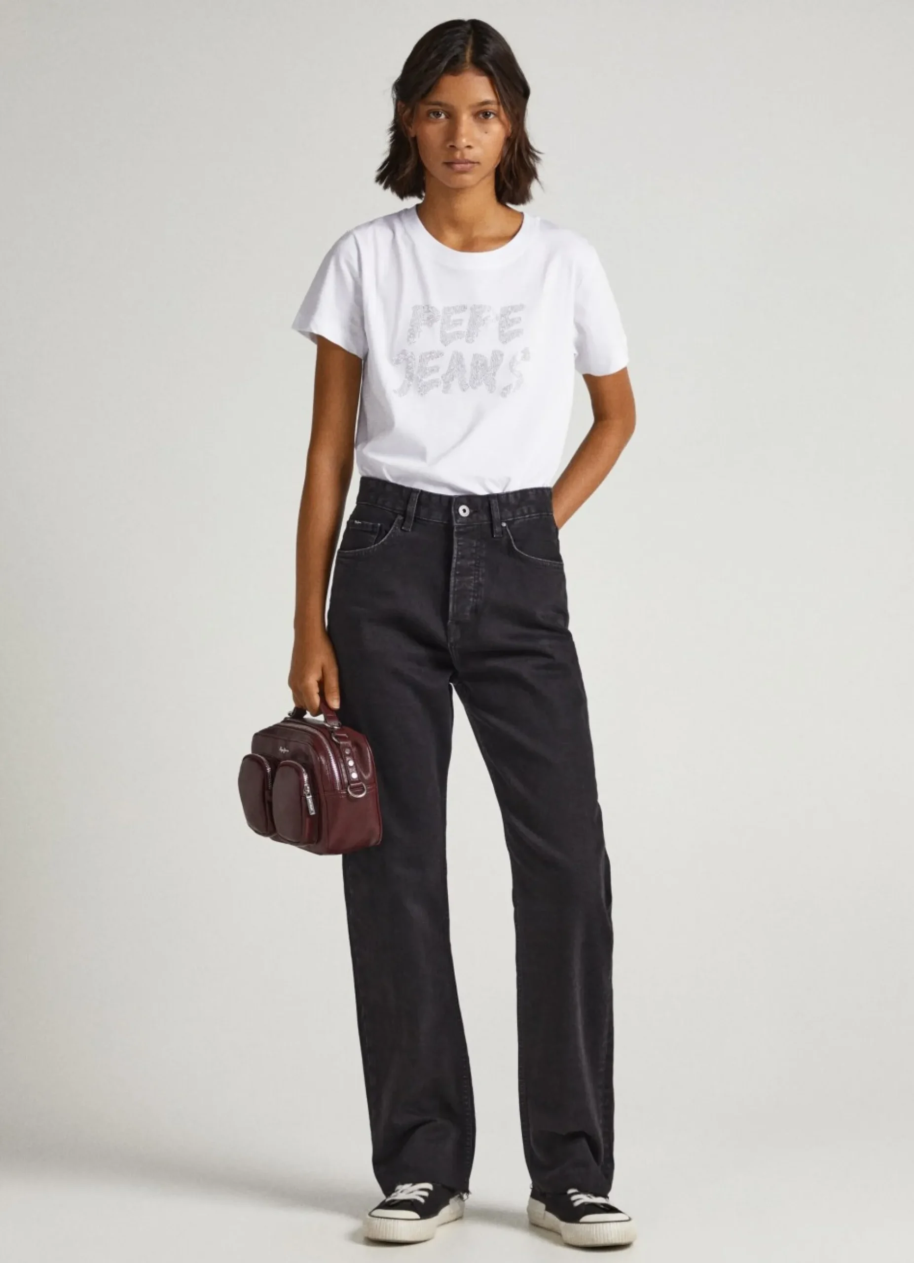 Mulher Pepe Jeans T-Shirts>T-Shirt Logo Strass