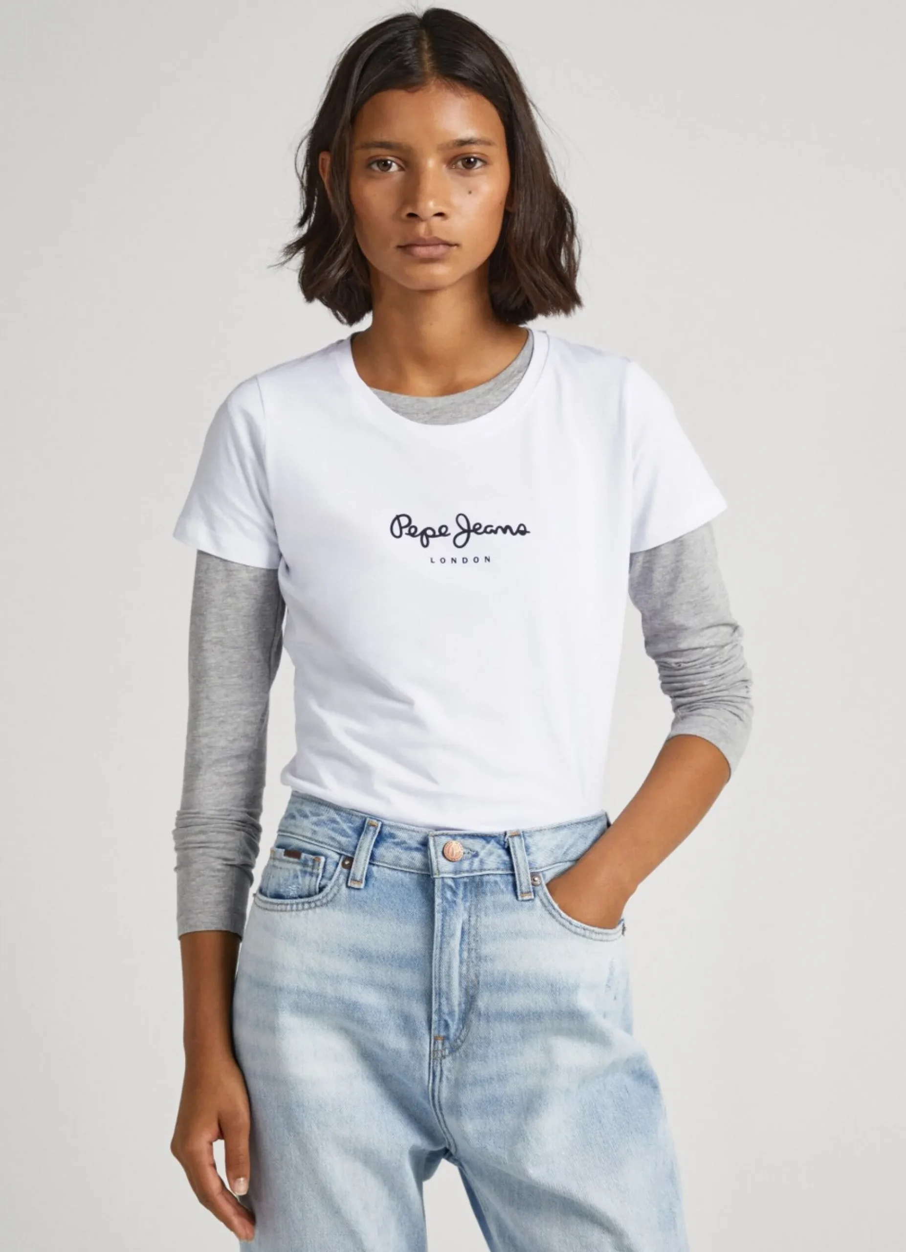 Mulher Pepe Jeans T-Shirts>T-Shirt Lycra Logo Estampado
