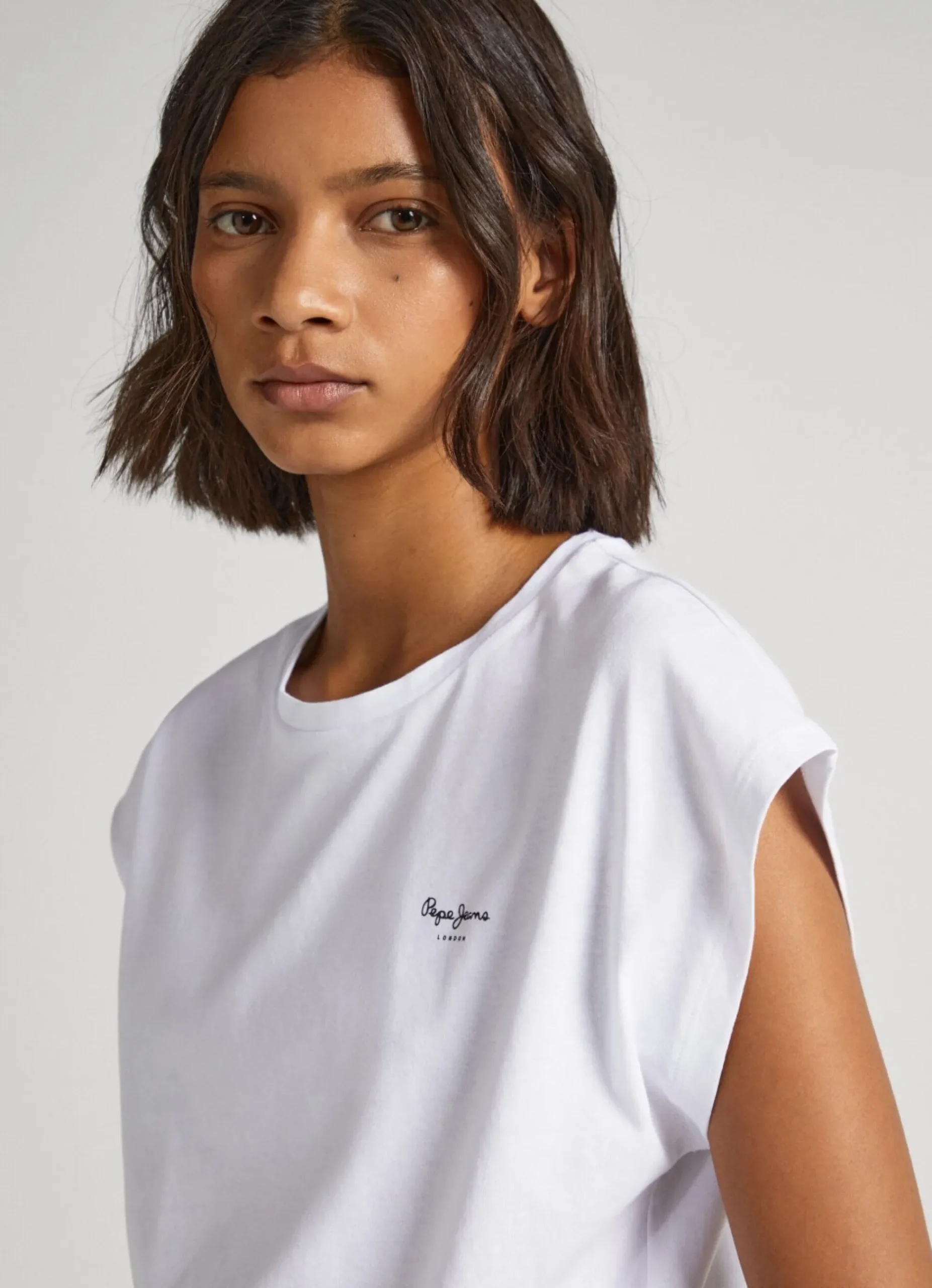 Mulher Pepe Jeans T-Shirts>T-Shirt Manga Cavada Com Logo