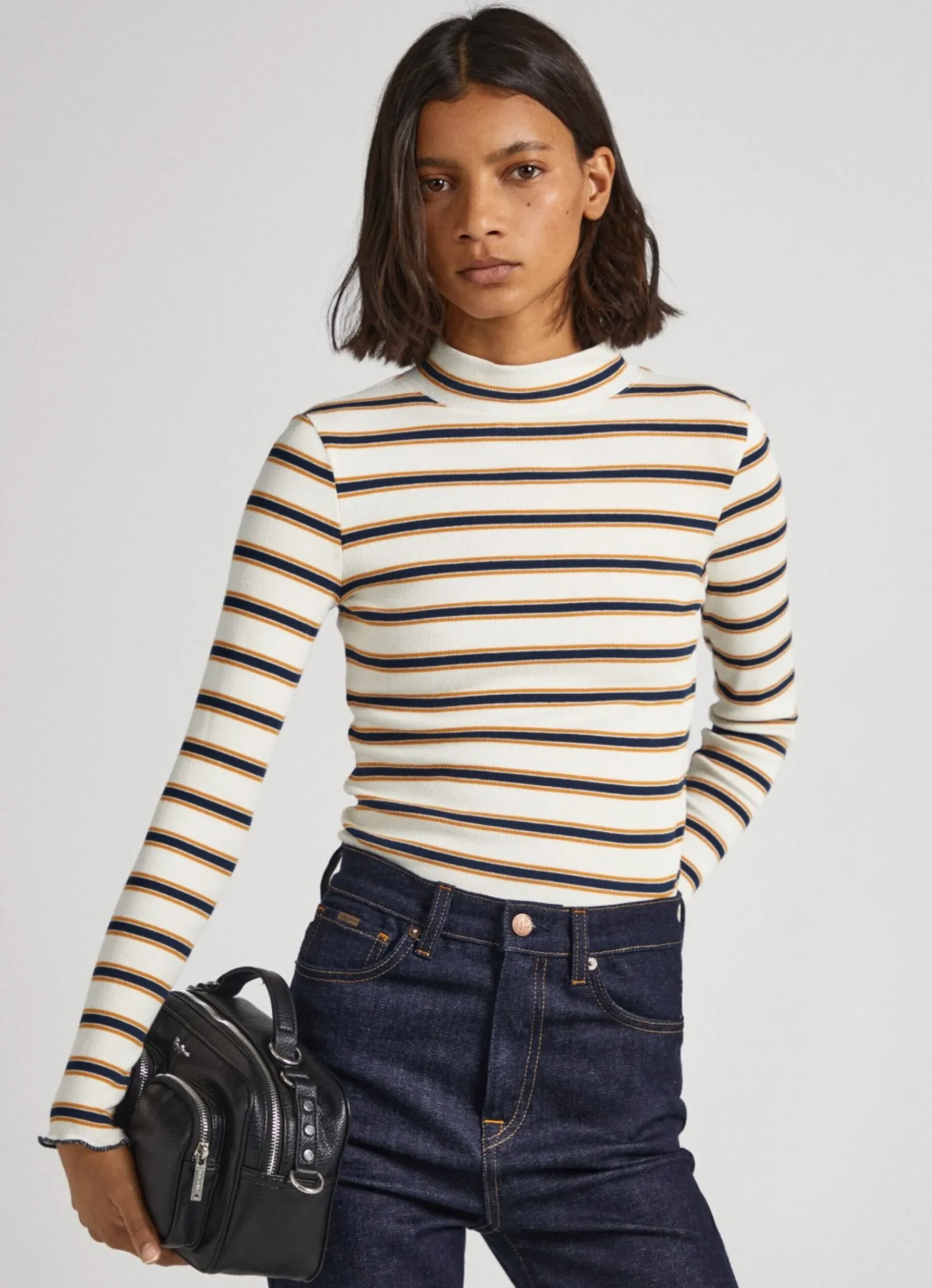 Mulher Pepe Jeans T-Shirts>T-Shirt Manga Comprida As Riscas