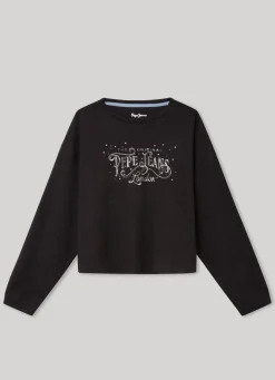 Rapariga Pepe Jeans Camisas E T-Shirts>T-Shirt Manga Comprida Detalhe Strass