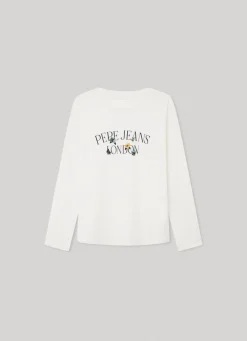 Rapariga Pepe Jeans Camisas E T-Shirts>T-Shirt Manga Comprida Logo Estampado