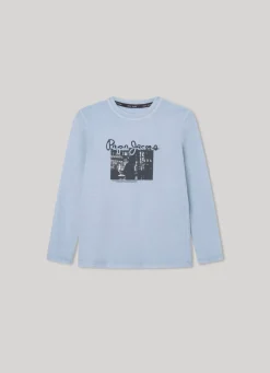 Rapaz Pepe Jeans T-Shirts>T-Shirt Manga Comprida Logo Estampado