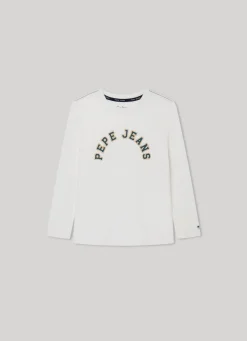 Rapaz Pepe Jeans T-Shirts>T-Shirt Manga Comprida Logo Estampado