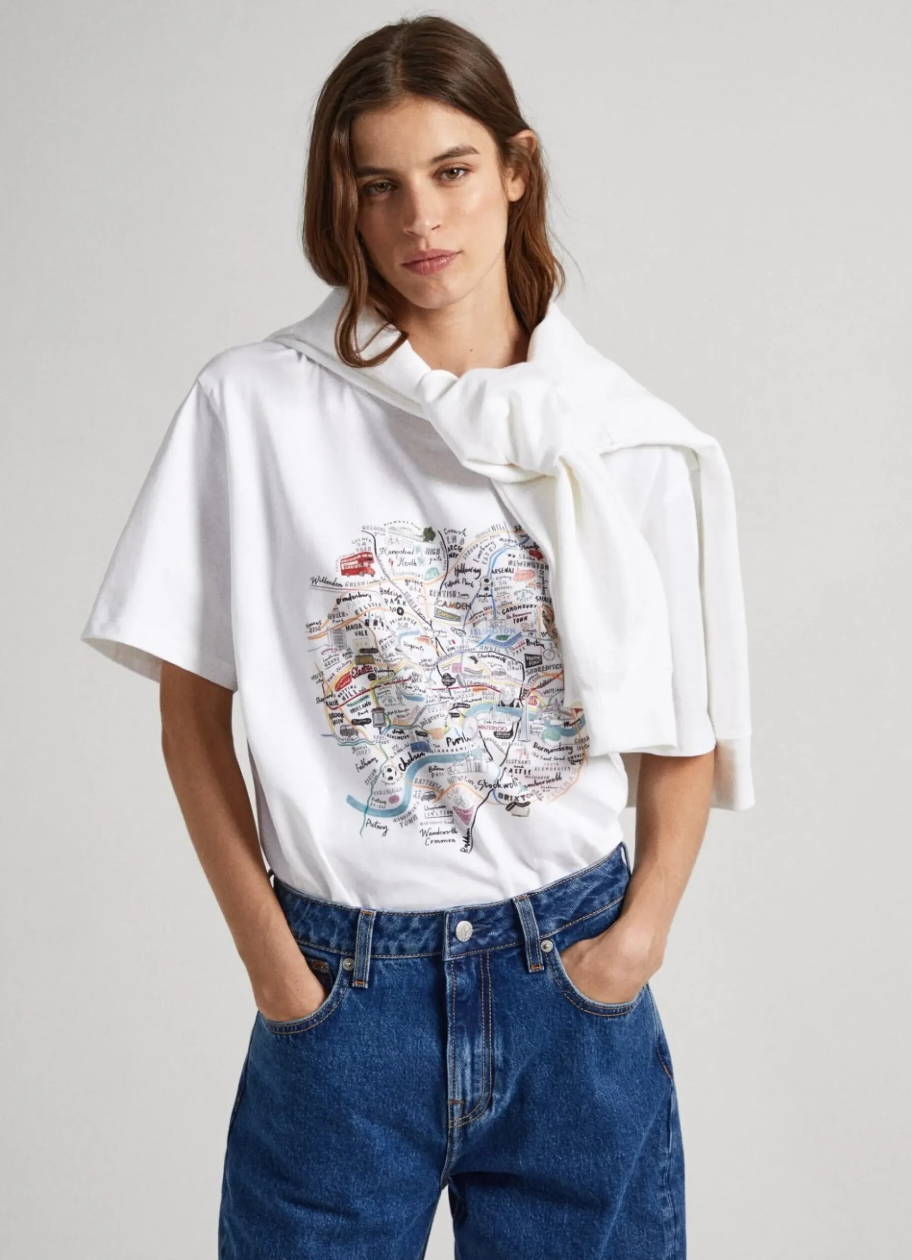 Mulher Pepe Jeans T-Shirts>T-Shirt Mapa Londres Estampado