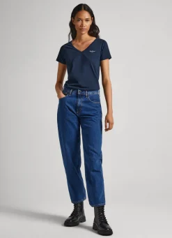 Mulher Pepe Jeans T-Shirts>T-Shirt Slim Fit Decote V