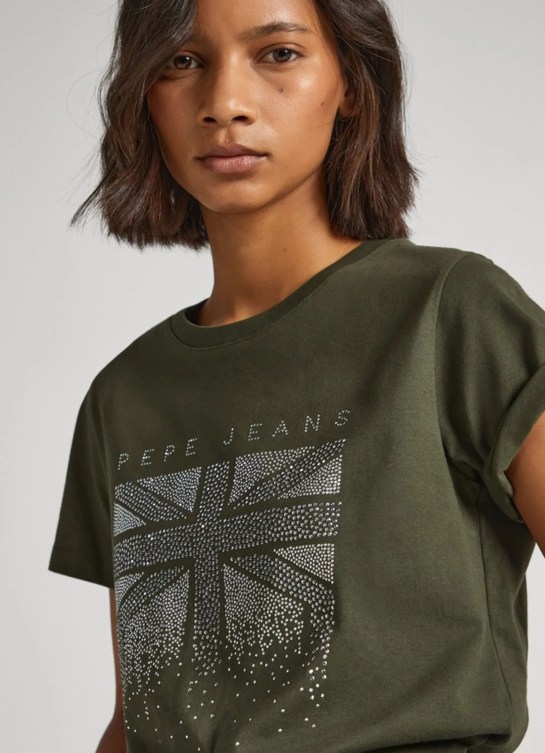 Mulher Pepe Jeans T-Shirts>T-Shirt Union Jack Strass