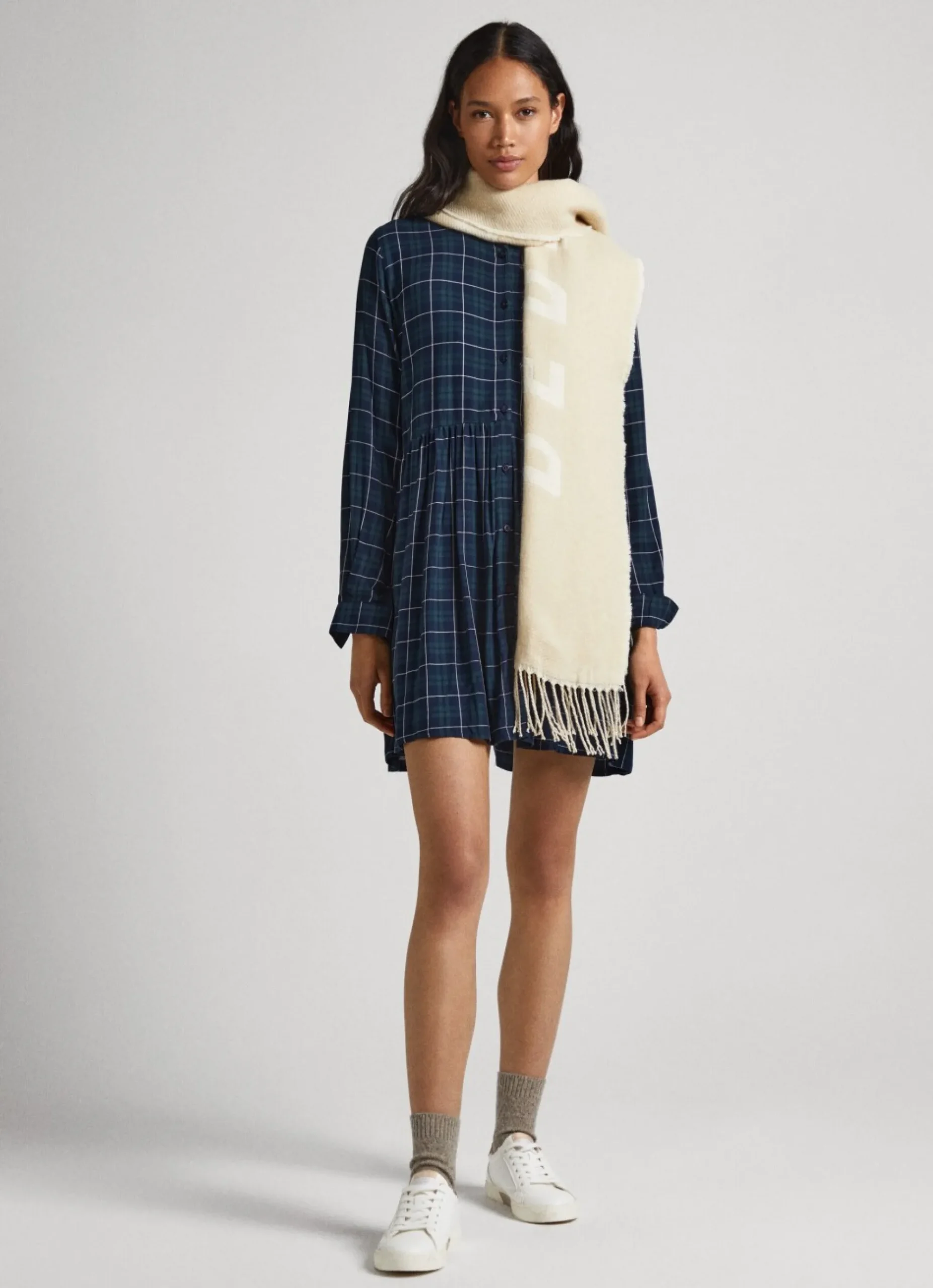 Mulher Pepe Jeans Vestidos E Macacões>Vestido Babydoll Xadrez