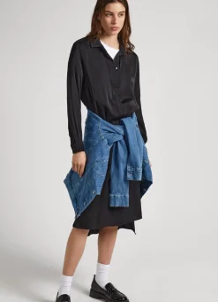 Mulher Pepe Jeans Vestidos E Macacões>Vestido Camiseiro De Cetim