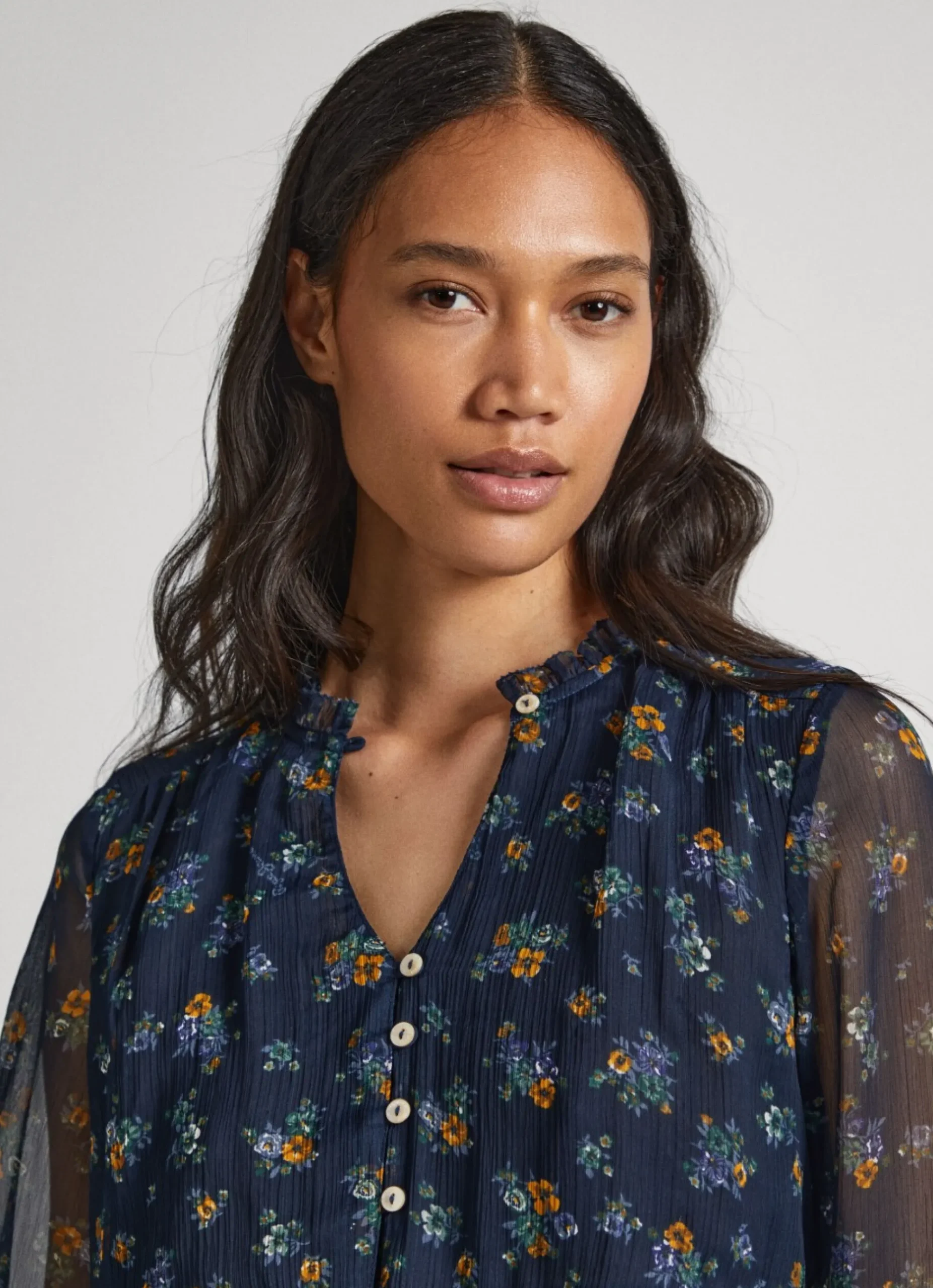 Mulher Pepe Jeans Vestidos E Macacões>Vestido Chiffon Padrao Floral