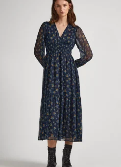 Mulher Pepe Jeans Vestidos E Macacões>Vestido Chiffon Padrao Floral
