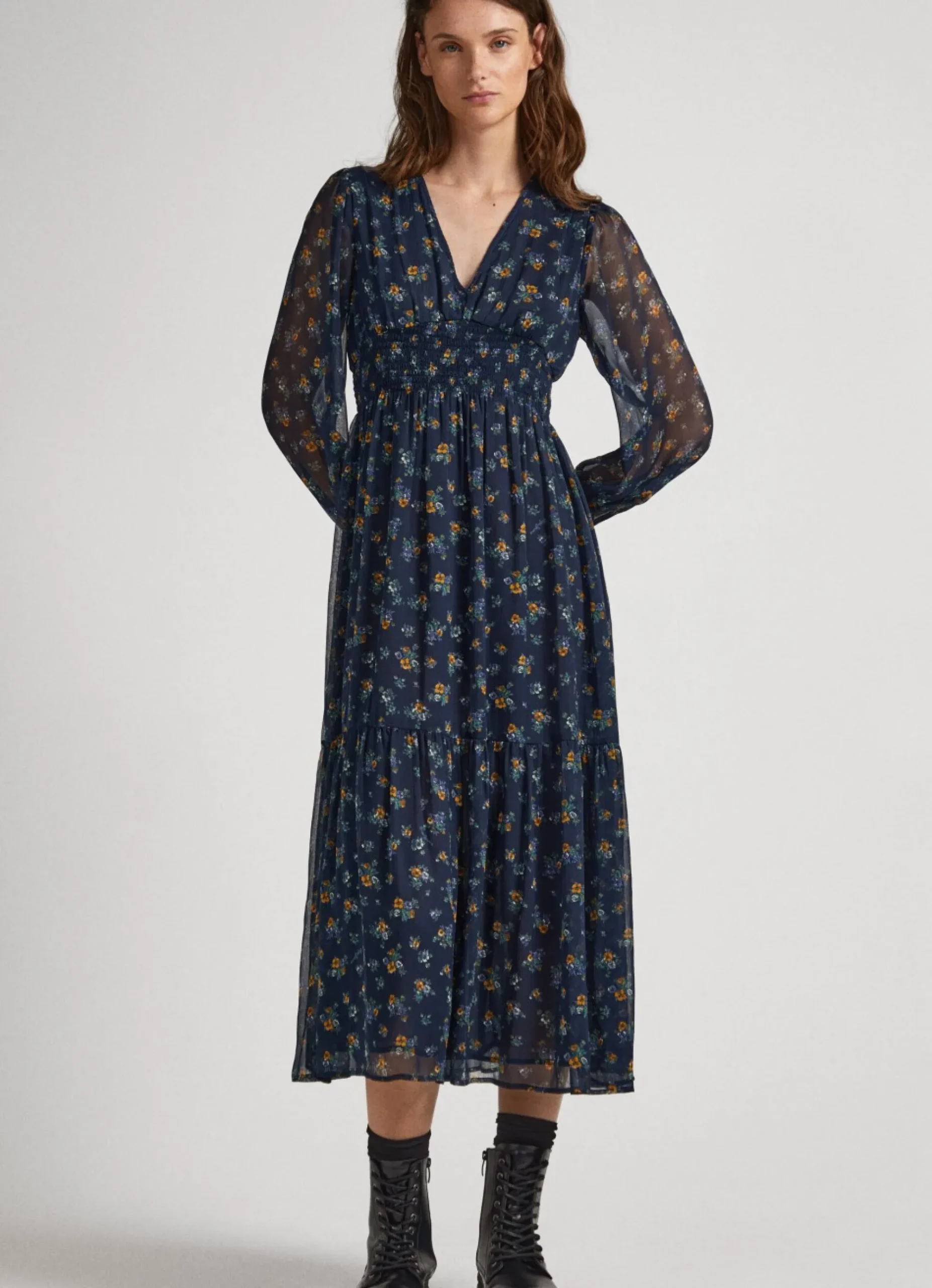 Mulher Pepe Jeans Vestidos E Macacões>Vestido Chiffon Padrao Floral