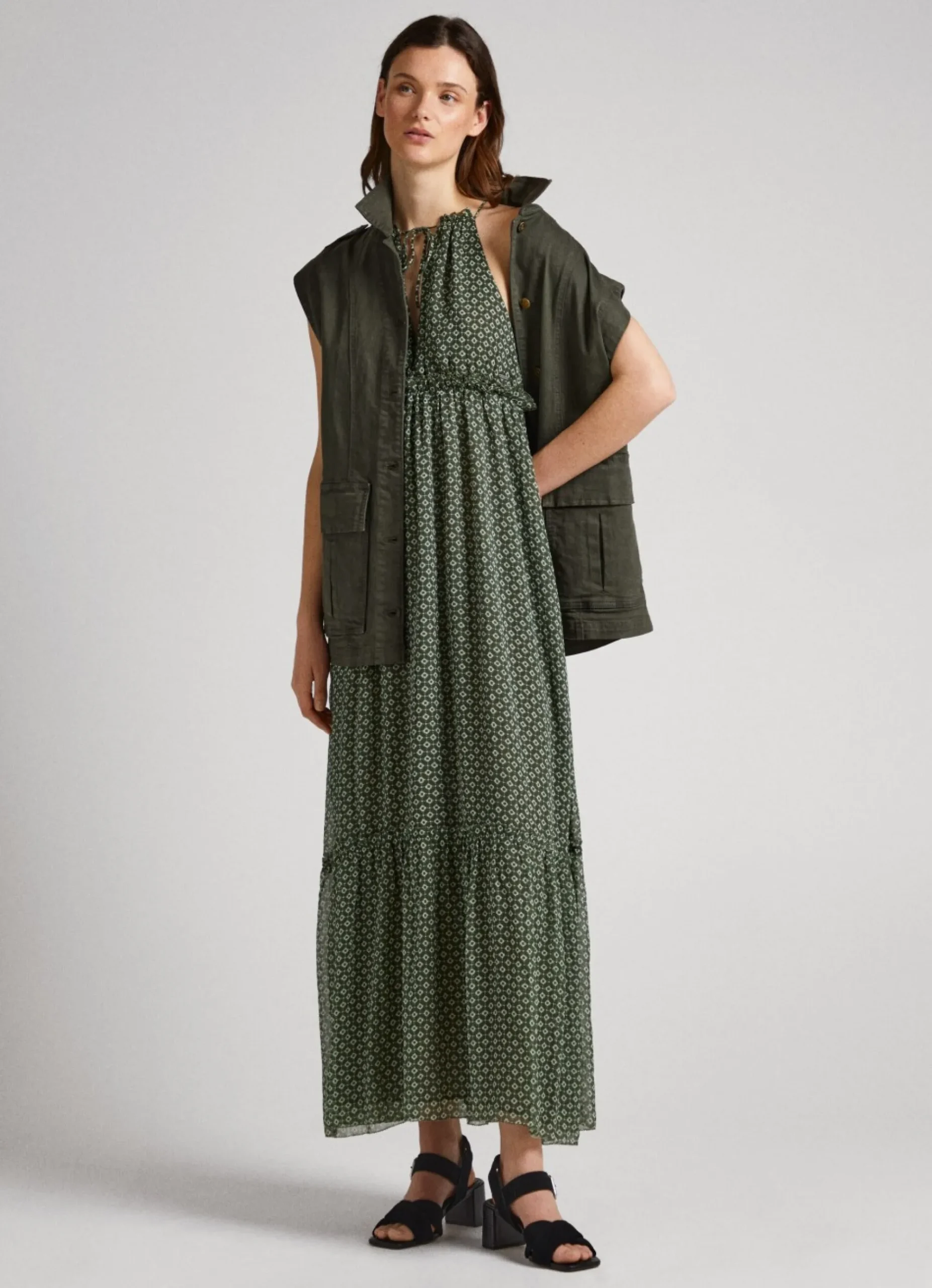 Mulher Pepe Jeans Vestidos E Macacões>Vestido Chiffon Padrao Geometrico