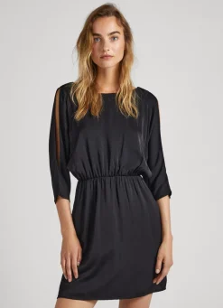 Mulher Pepe Jeans Vestidos E Macacões>Vestido De Cetim Mangas Morcego